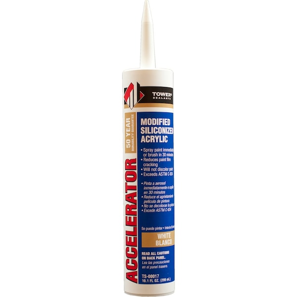 Tower Sealants Tower Sealants Accelerator White Modified Siliconized Acrylic Sealant 10.1 oz TS-00017 - main